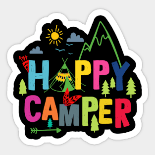 Happy Camper Camping T-Shirt  Camp Tee For Men Women & Kids Sticker